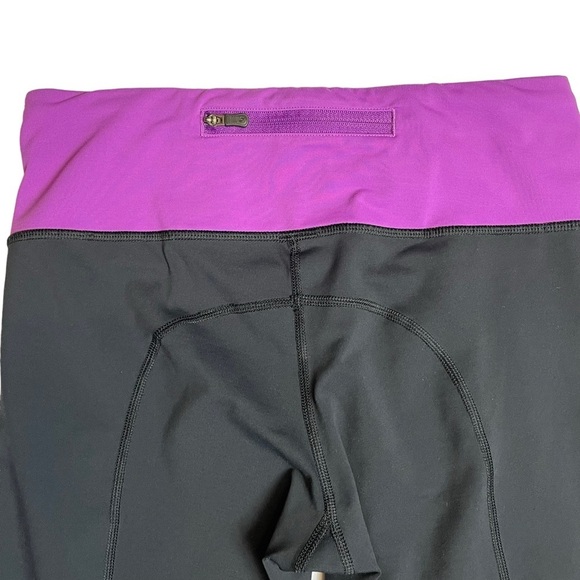 Lululemon Black Pink Tights w/Ruffle Surrounded Reflective Detail - Sz 6 - Picture 9 of 15
